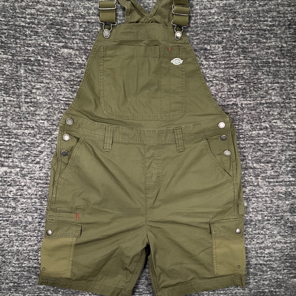 Dickies Women Small Shortalls Cooling Ripstop Bibs Green Utility Work Shorts
